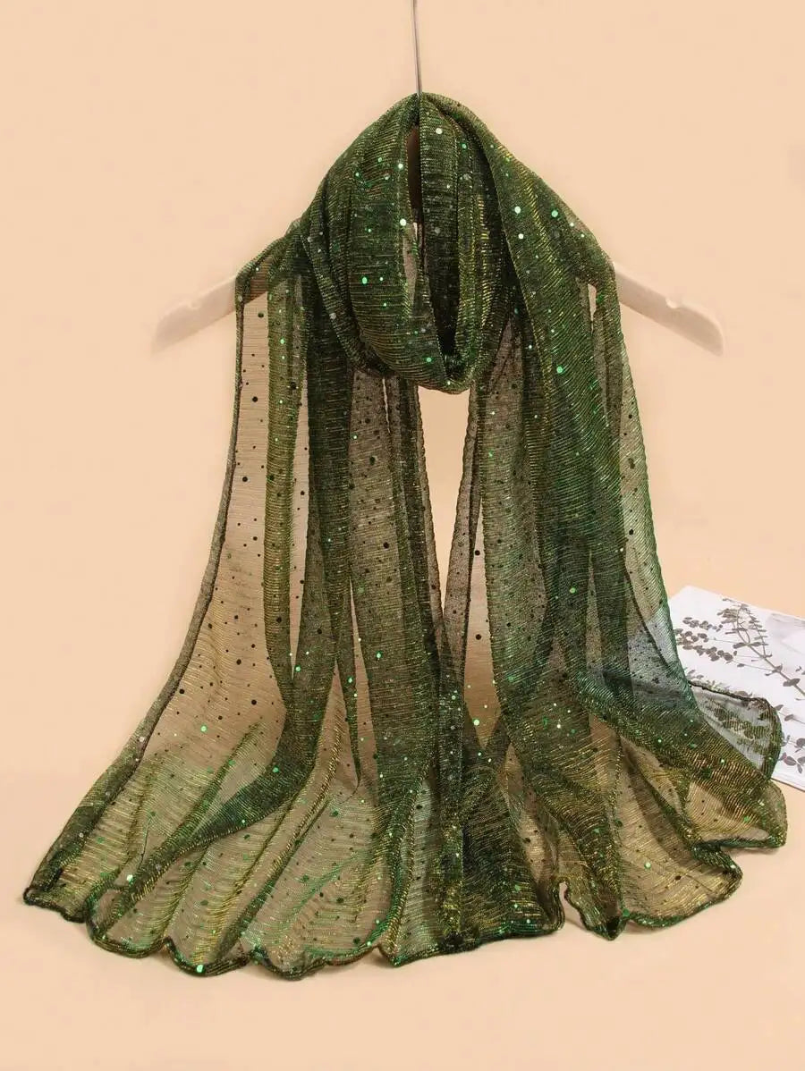 Womens Lightweight Sequin Scarf Shawl Wrap For Beach Party Daily Use
