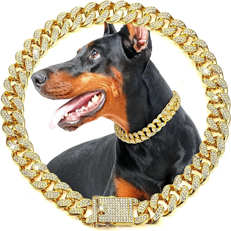 Luxury Metal Dog Chain Collar for Small to Large Dogs