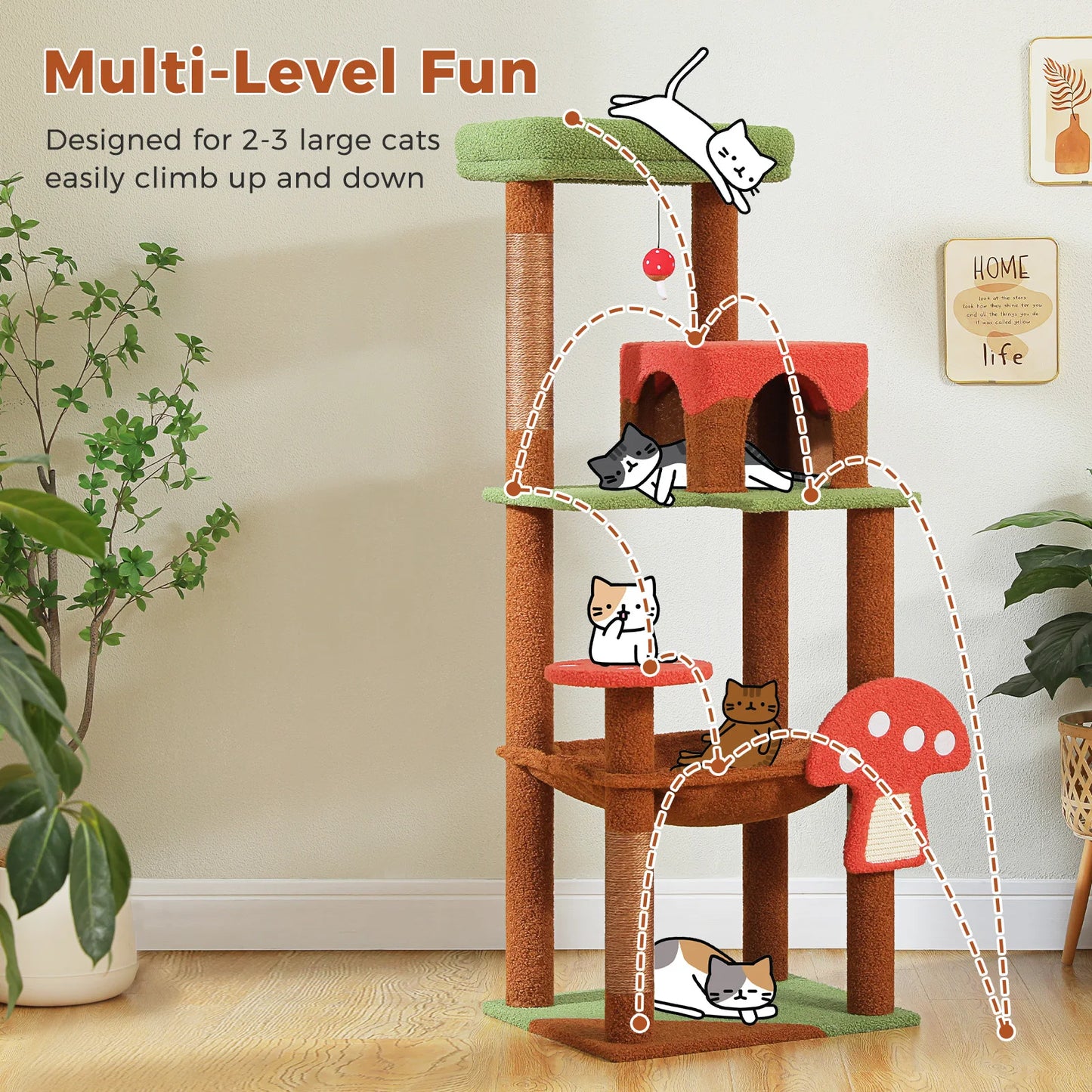 PAWZ Road Multi Level Cat Tree With Scratching Posts