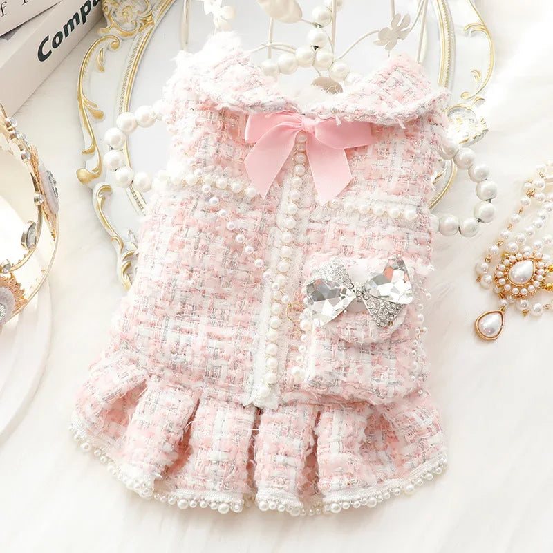 Winter Princess Dog Dress With Backpack