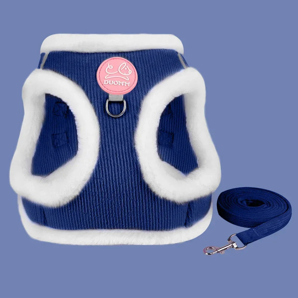 Walking Sphynx Cat Harness Vest With Fur And Leash