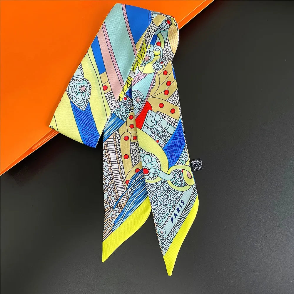 Gorgeous Saddle Print Summer Scarf 2023 Brand Design Women Skinny Bag Scarves Hair Band Neck Silk Scarf Ladies Foulard Headband