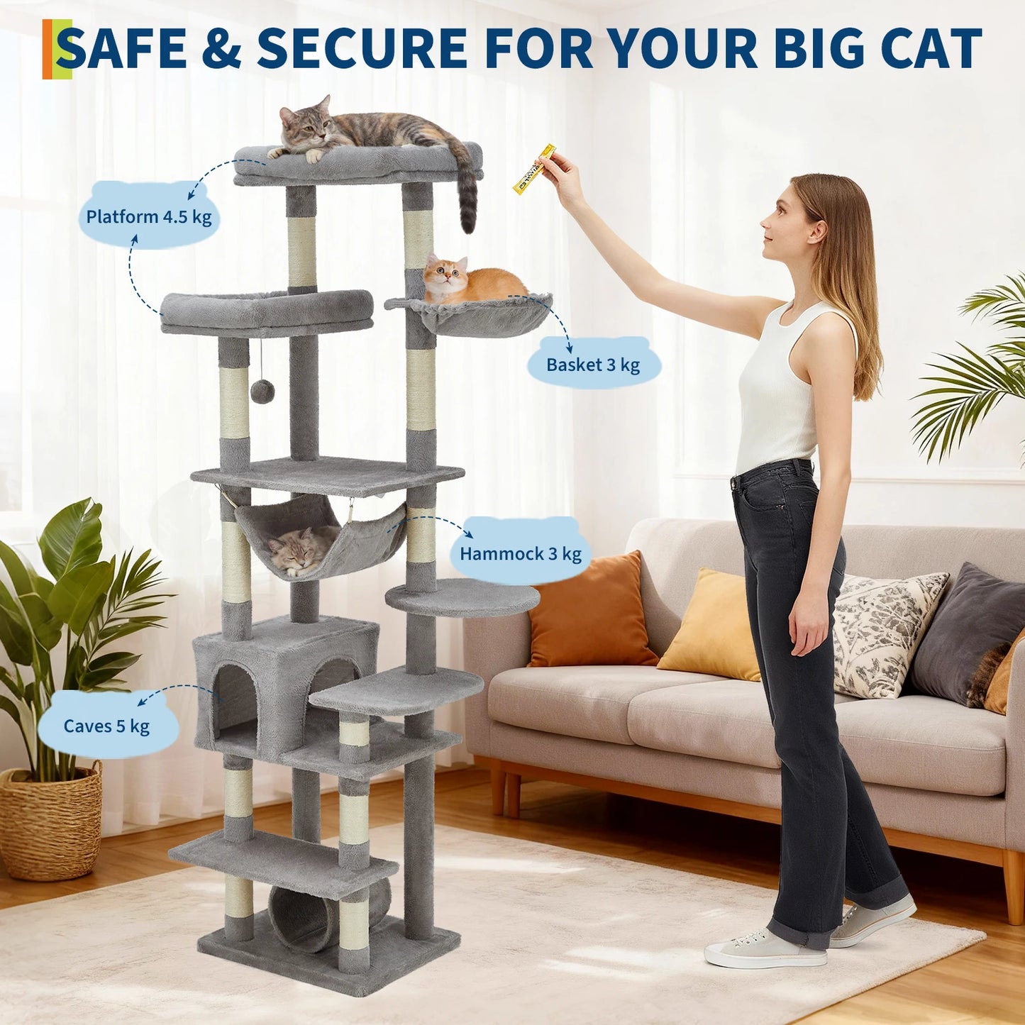 HiMISSCN Multi Level Cat Tree Tower With Scratching Posts