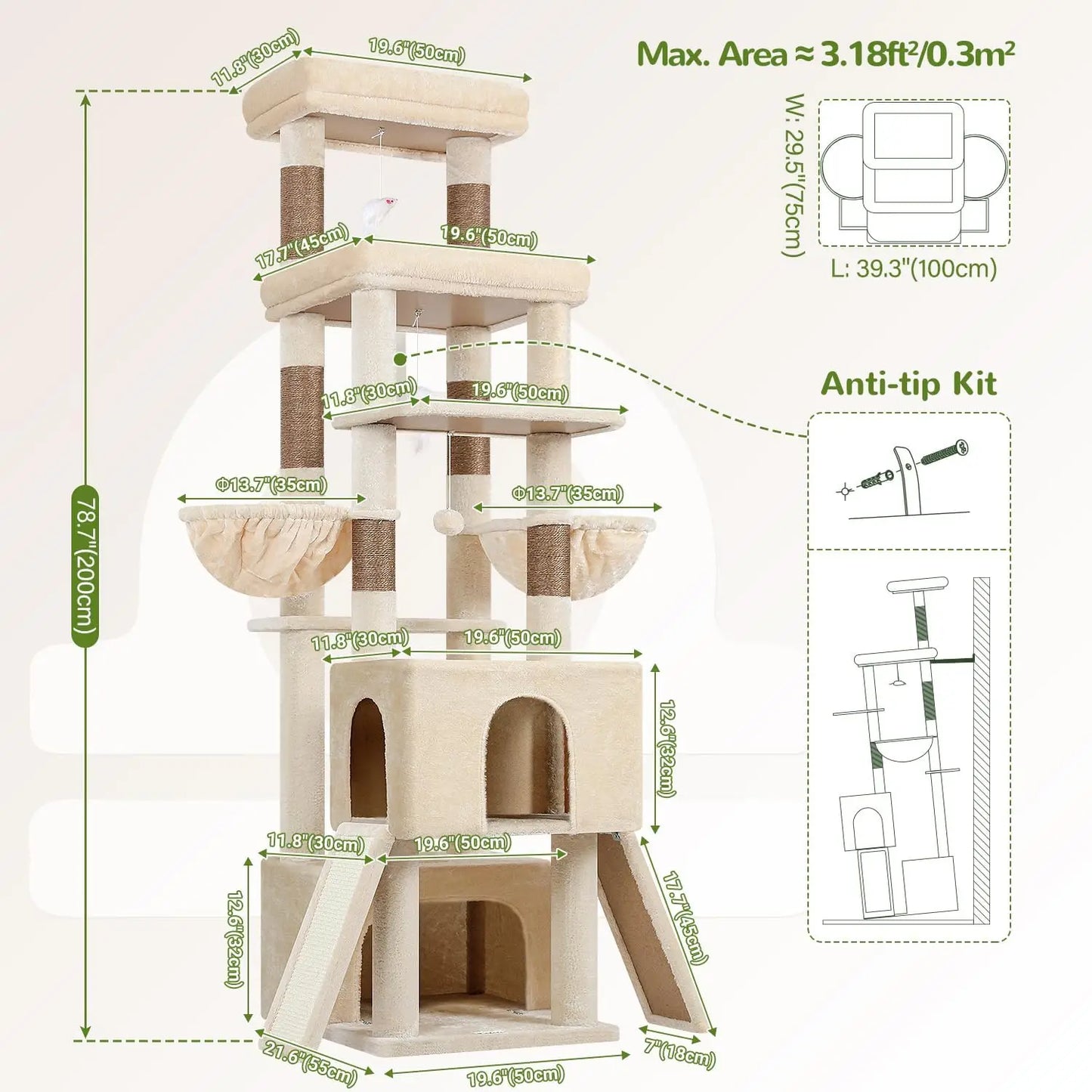 Heavy Duty Cat Tree For Large Cats With Scratching Boards