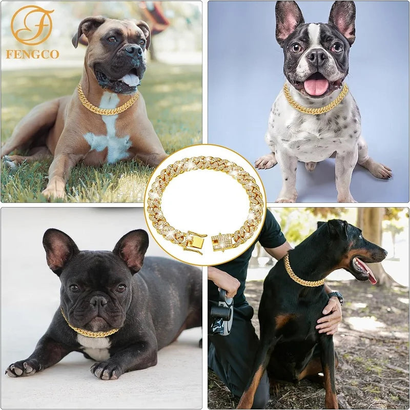 Luxury Metal Dog Chain Collar for Small to Large Dogs