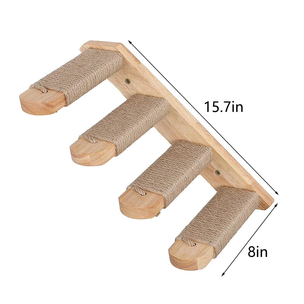 PETRAVELCN Cat Wall Mounted Four-Step Climbing Shelf Sisal Scratching Post