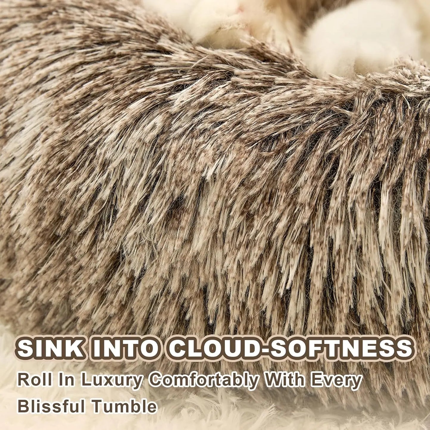 Premium Plush Faux Fur Donut Bed For Dogs And Cats