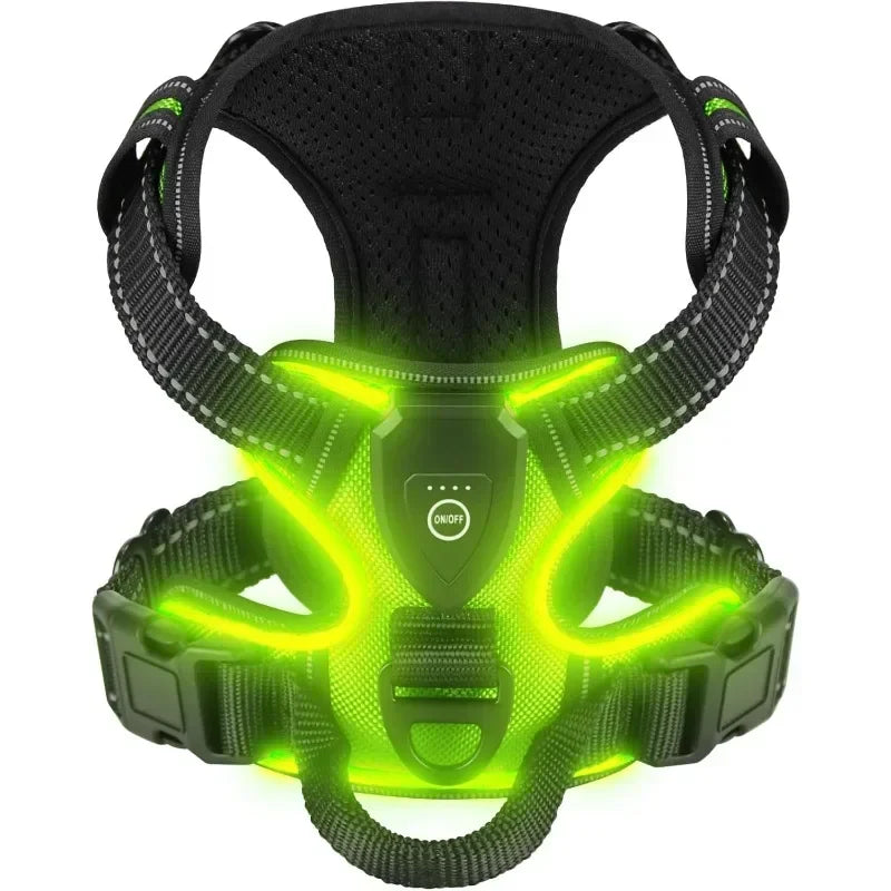 Led Luminous Dog Harness No Pull Adjustable Rechargeable For Walking