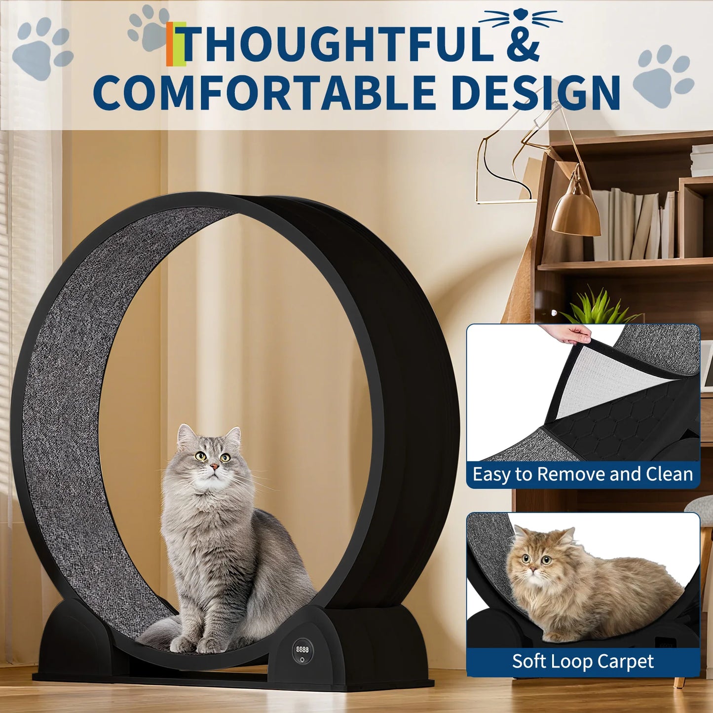 HiMISS Cat Exercise Wheel With Pedometer And Removable Mat Fitness