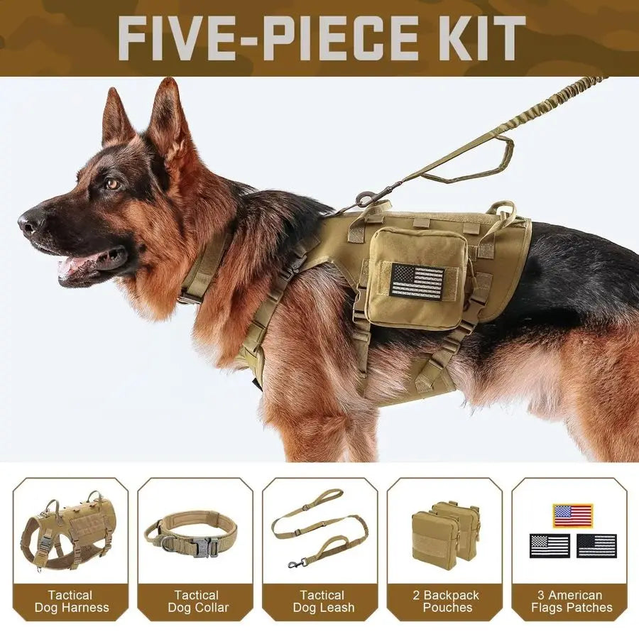 Tactical Dog Harness Bundle For Active Dogs No Pull Walking