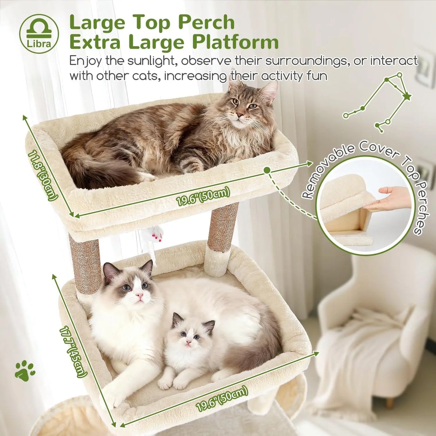 Heavy Duty Cat Tree For Large Cats With Scratching Boards