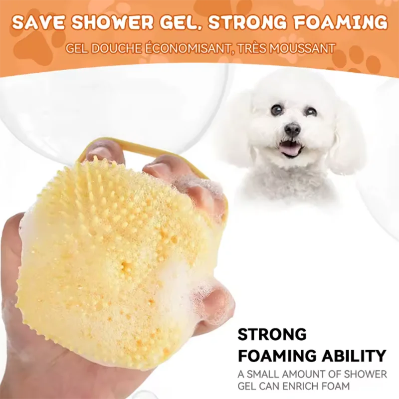 Pet Bath Massage Brush Silicone Grooming Tool For Dogs And Cats