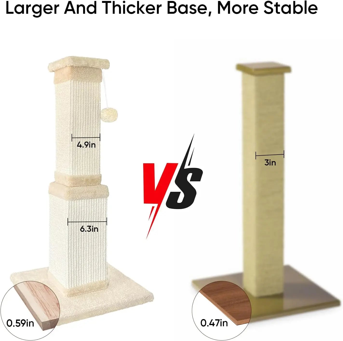 Cat Scratching Post for Large Cats Indoor Use Sturdy Sisal