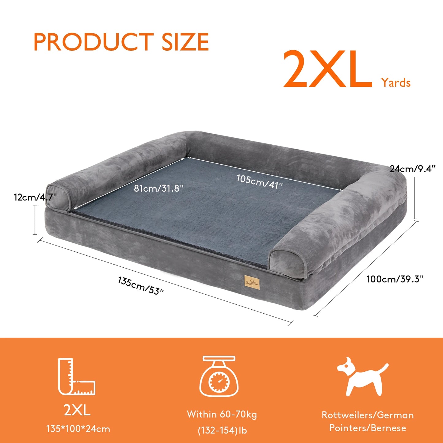 BINGOPAWCN Orthopedic Dog Bed With Removable Washable Cover And Foam