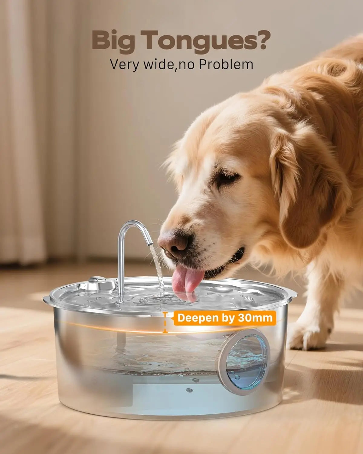 Pet Water Fountain With Stainless Steel Bowl And Quiet Pump