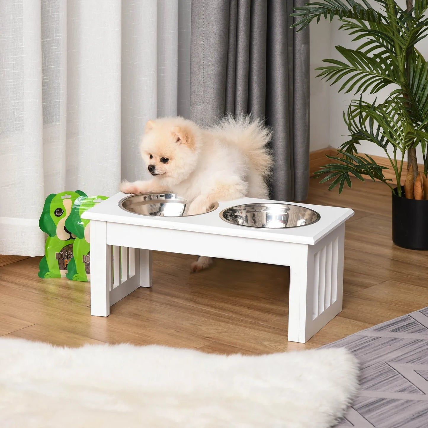 Aosom Elevated Dog Bowls And Food Stand With Stainless Steel