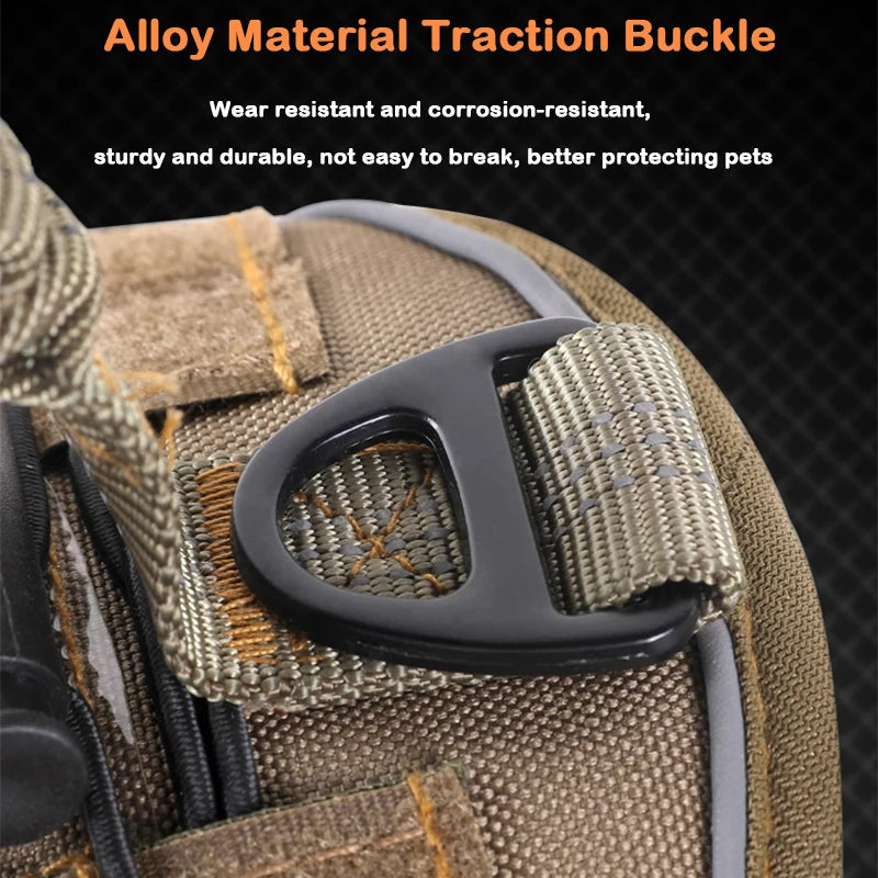 Tactical No Pull Dog Harness Escape Proof - Reflective Adjustable Vest with Leash & Handle for Large Medium Dogs Outdoor Walking