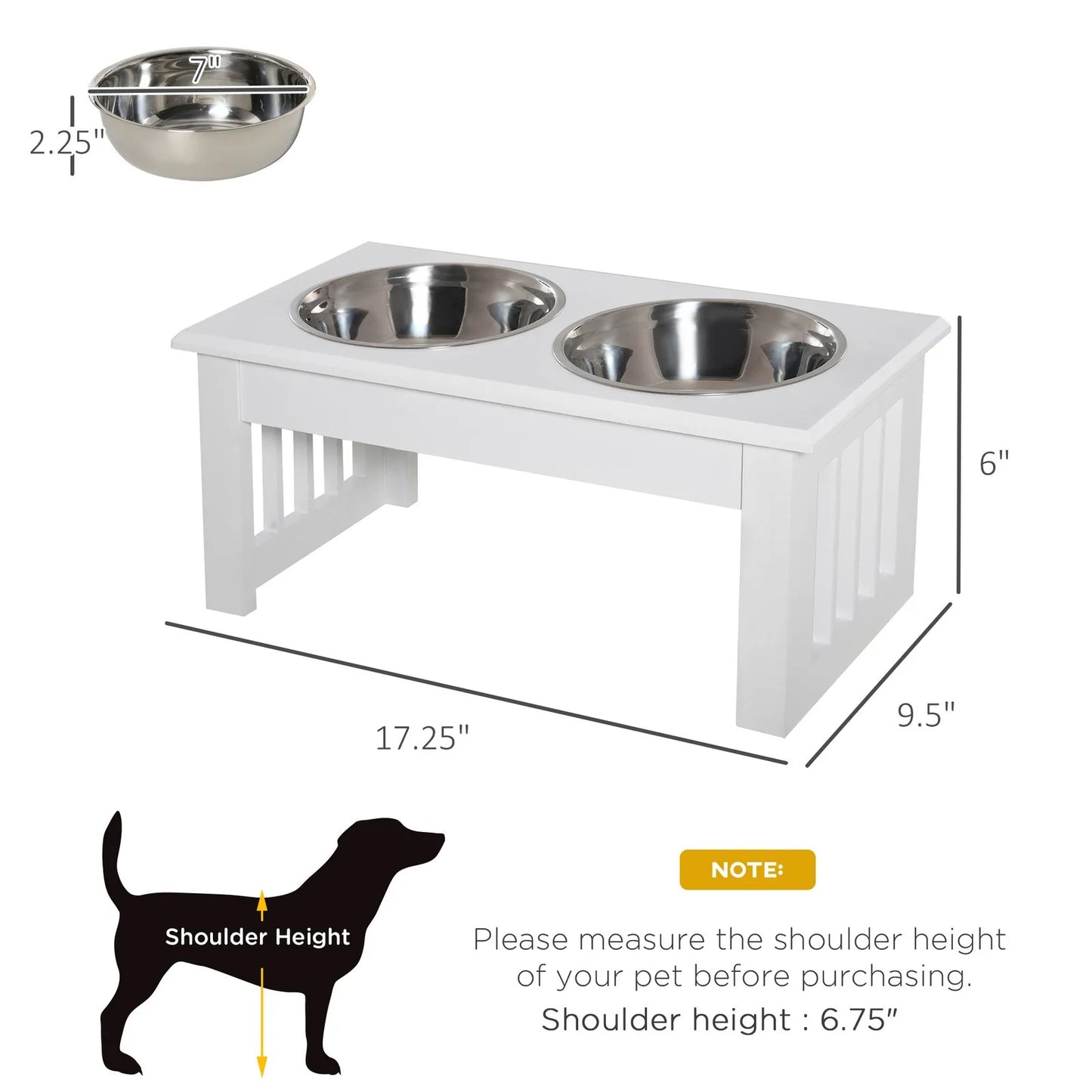 Aosom Elevated Dog Bowls And Food Stand With Stainless Steel