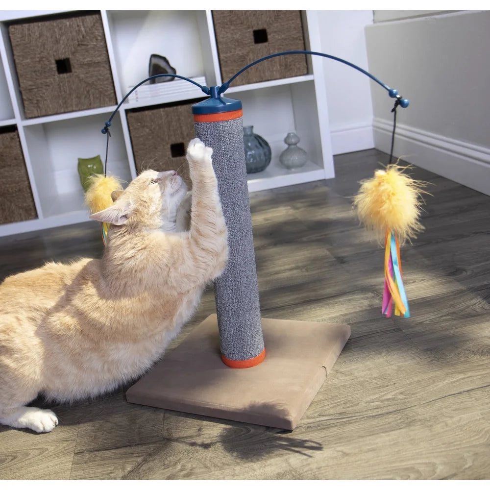 NONECN Scratch And Spin Carpet Cat Scratching Post With Wand