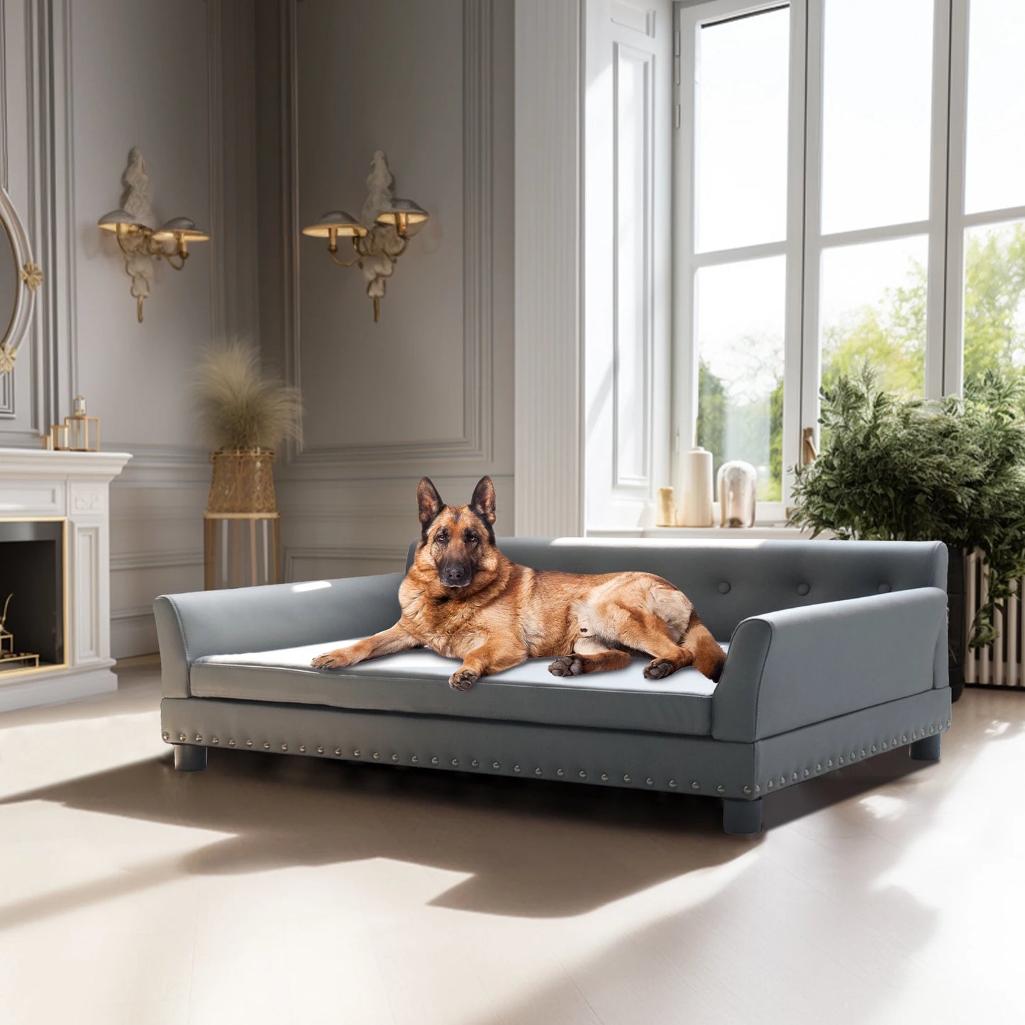 BINGOPAW Durable Elevated Dog Bed Sofa Made With Leather