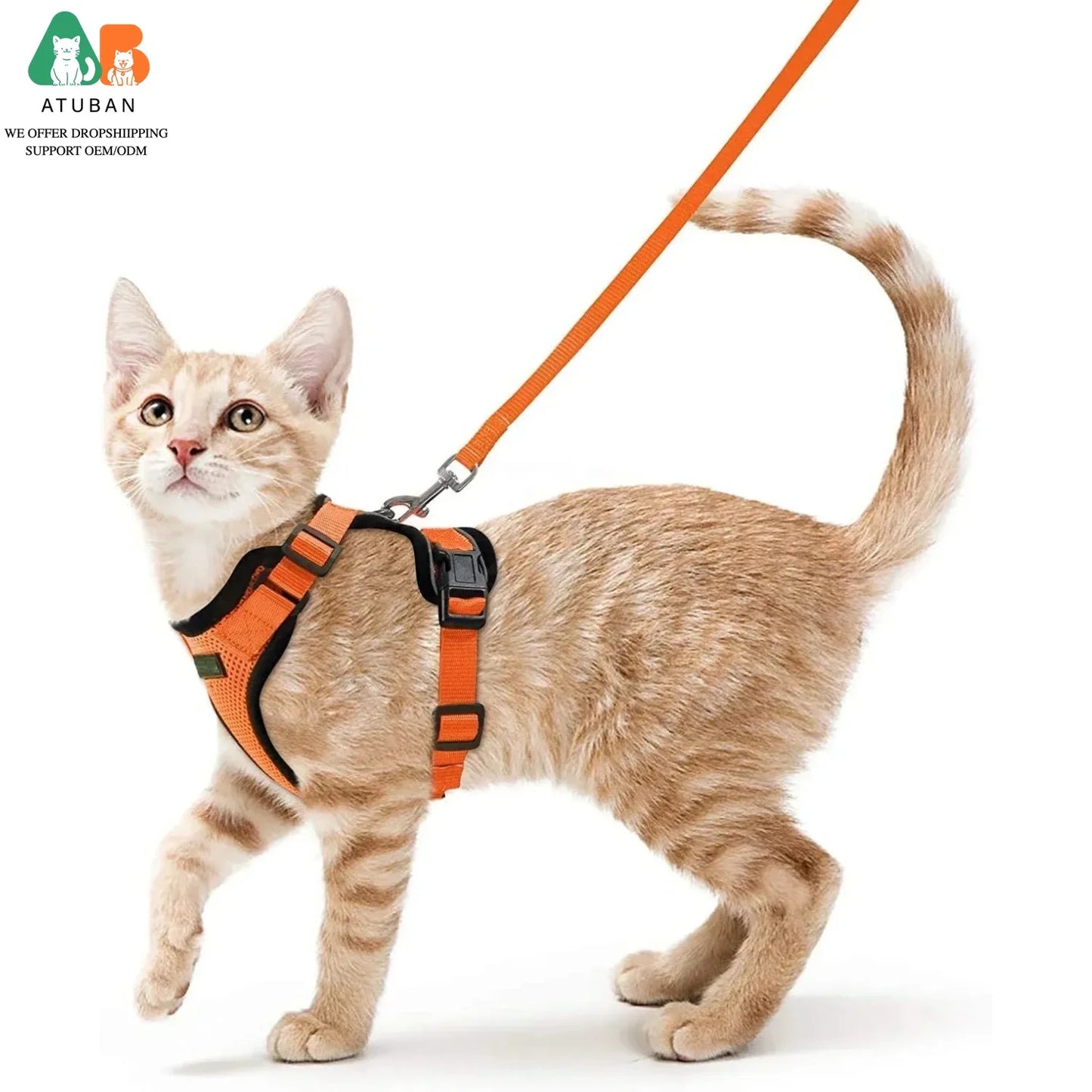 ATUBAN Cat Harness And Leash For Walking Reflective Escape Proof