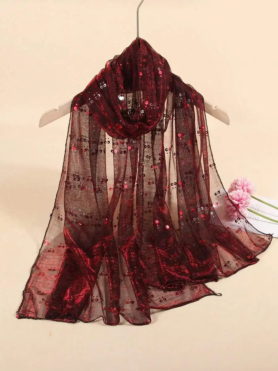 Womens Lightweight Sequin Scarf Shawl Wrap For Beach Party Daily Use