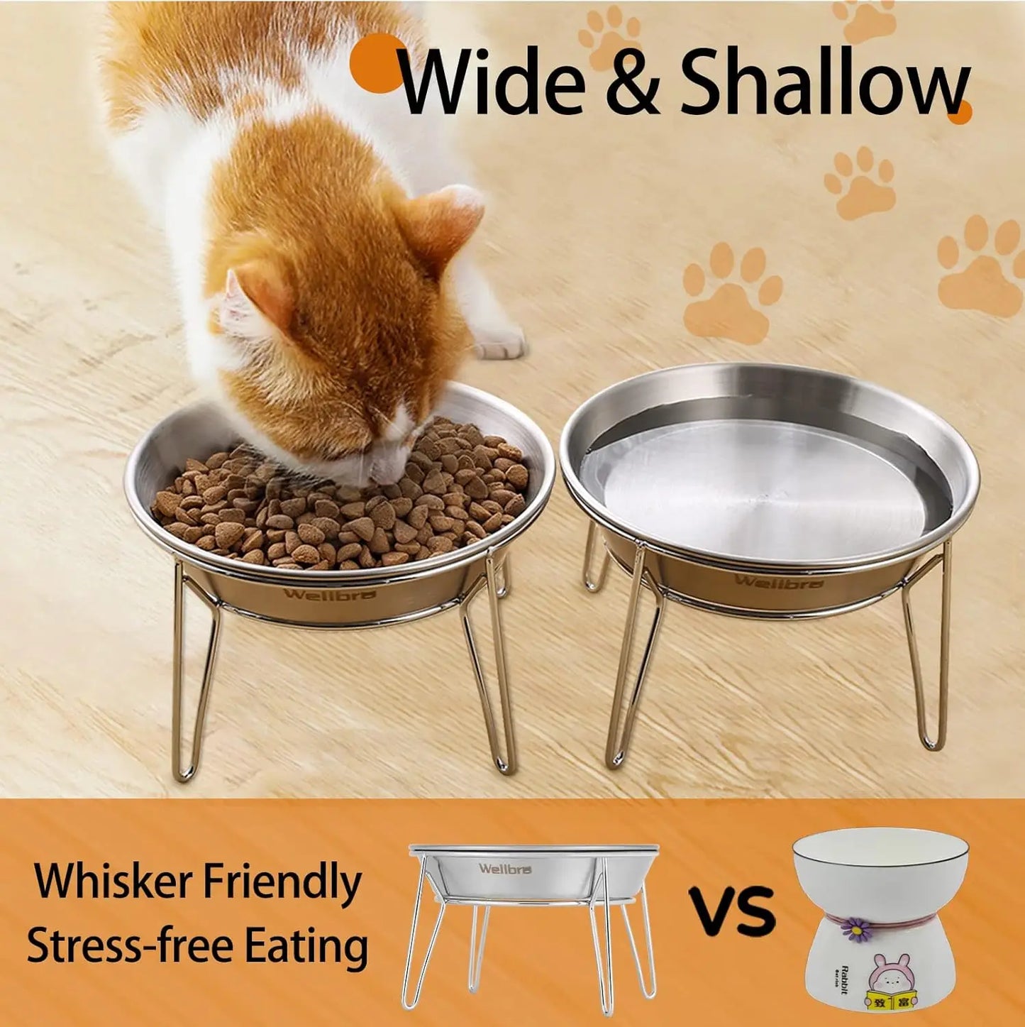 Stainless Steel Raised Bowls 4-Pack For Cats And Small Dogs