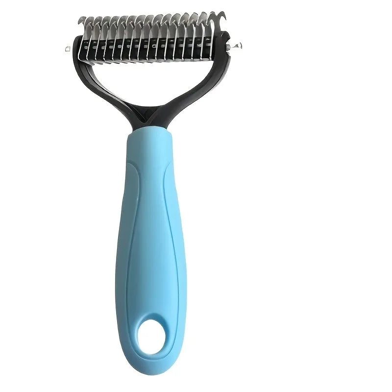 Stainless Steel Pet Grooming Comb Double Sided Deshedding Brush for Cats Dogs Long Hair Detangling Tool Random Color