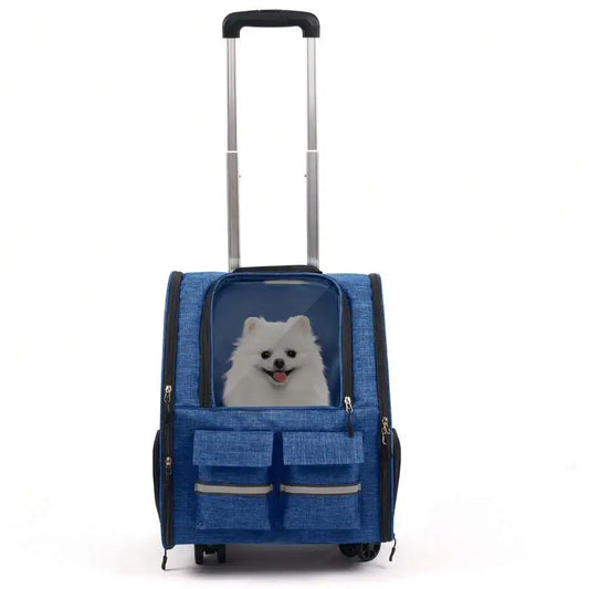 Rolling Pet Carrier Backpack With Removable Wheels, Large Pet Carrier With Wheels, Foldable Rolling Dog Carrier With Wheels And