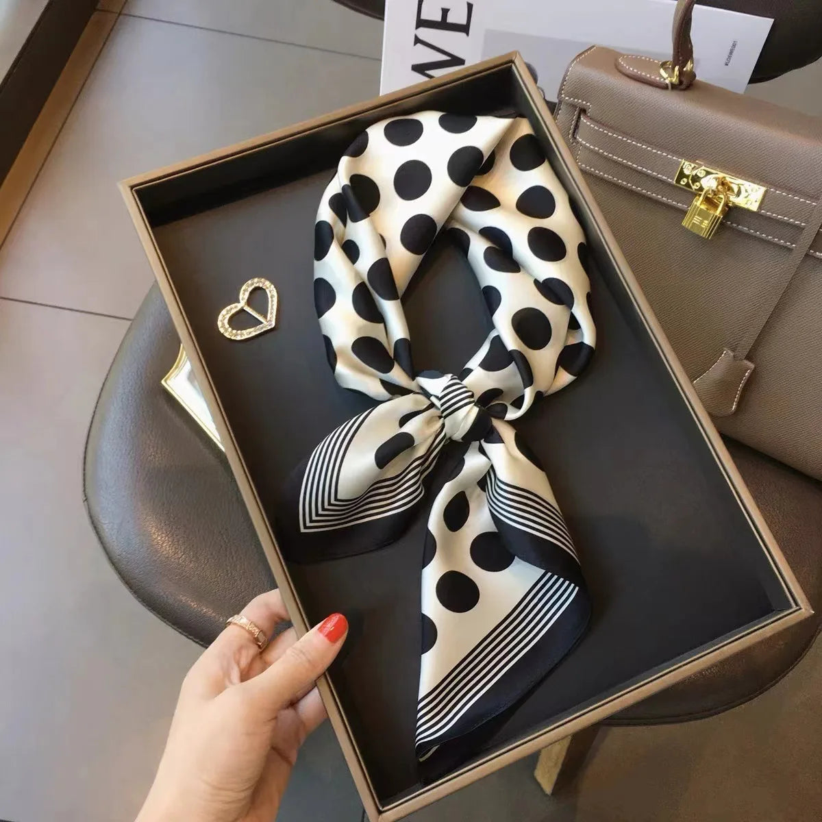 Fashion Luxury Brand 70cm Silk Square Scarf Women Satin Neck Tie Female Hair Bandana Headkerchief Shawl Wrap Hijab