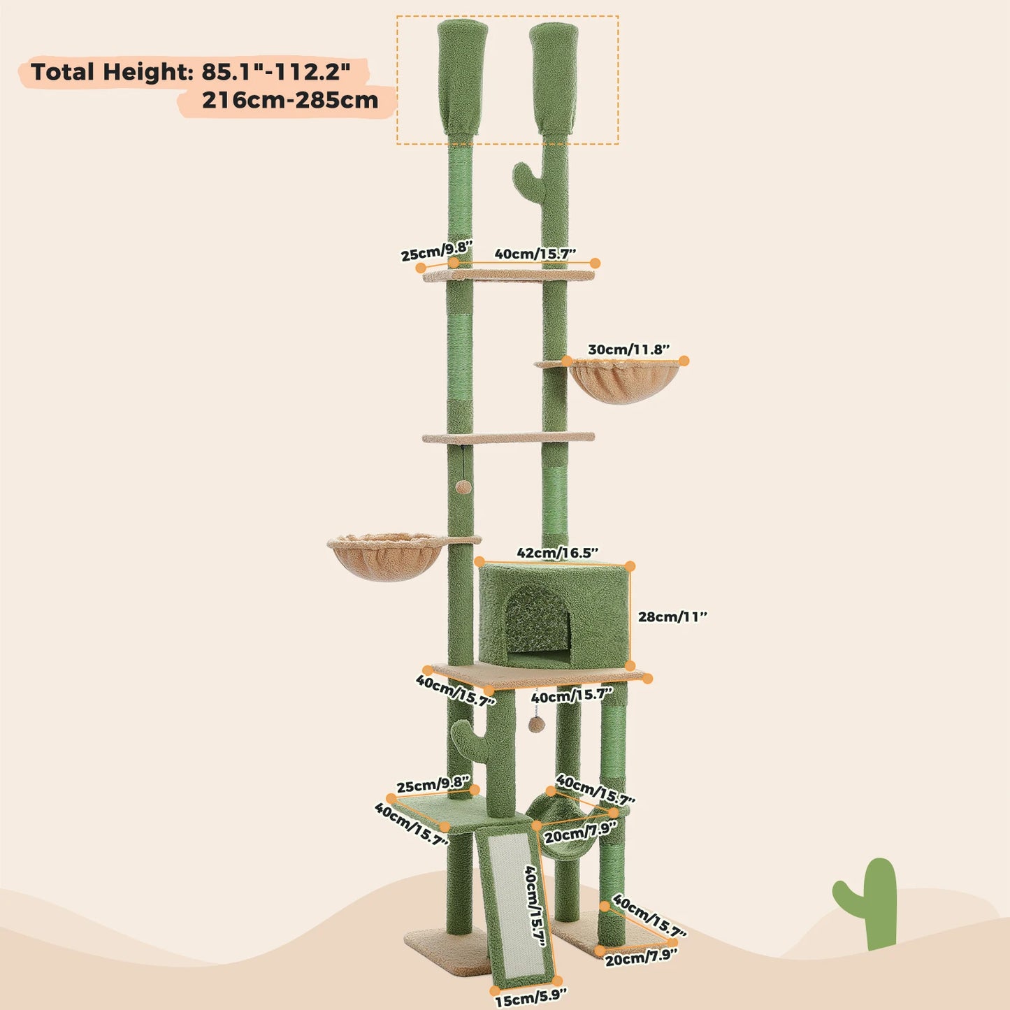 PAWZ Road Floor to Ceiling Cat Tree With Adjustable Height