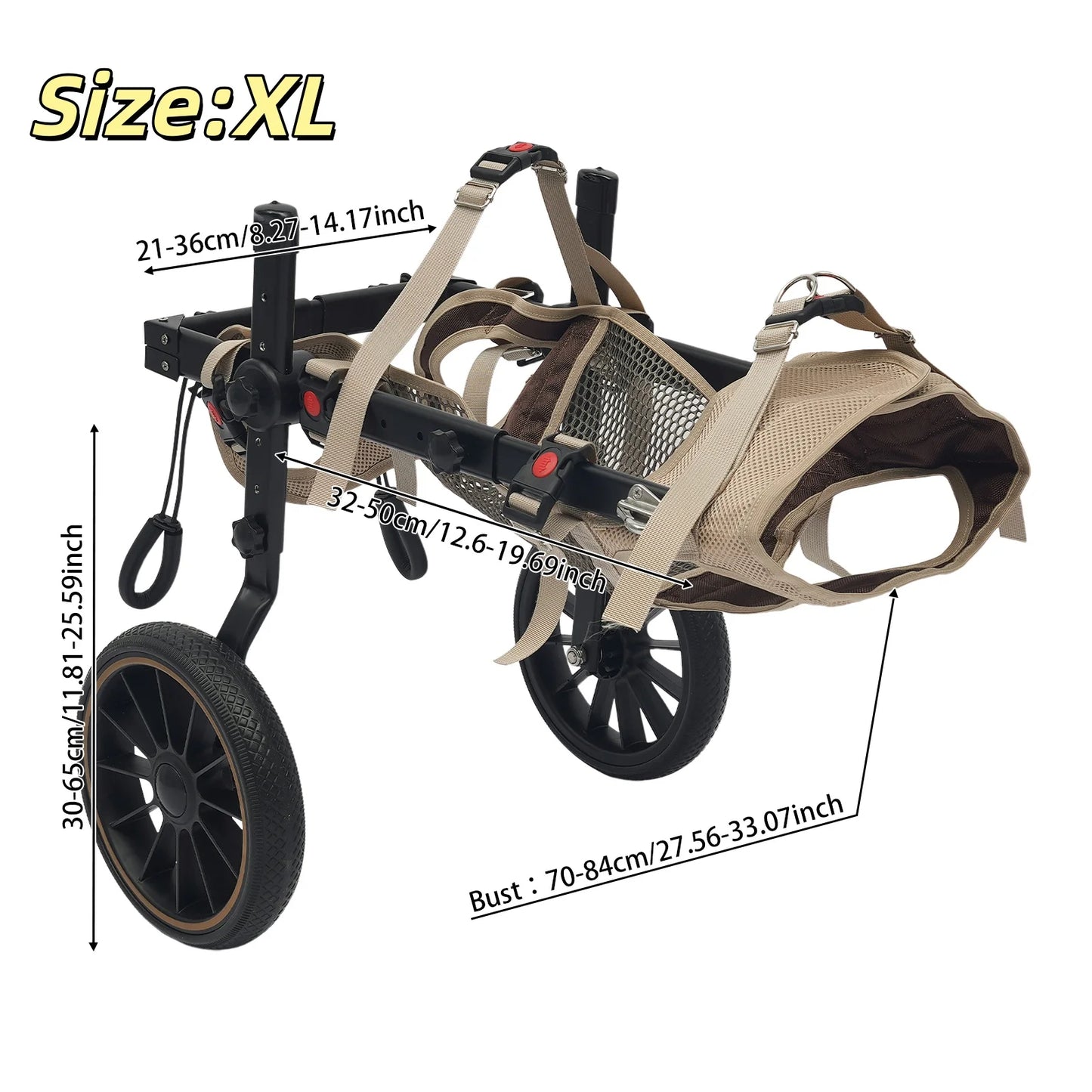Bymaocar Adjustable Pet Trolley Dog Wheelchair for Hind-Leg Support