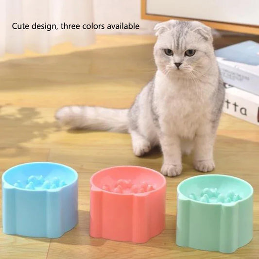 Slow Feeder Cat Bowl Anti Choking High Neck Protection