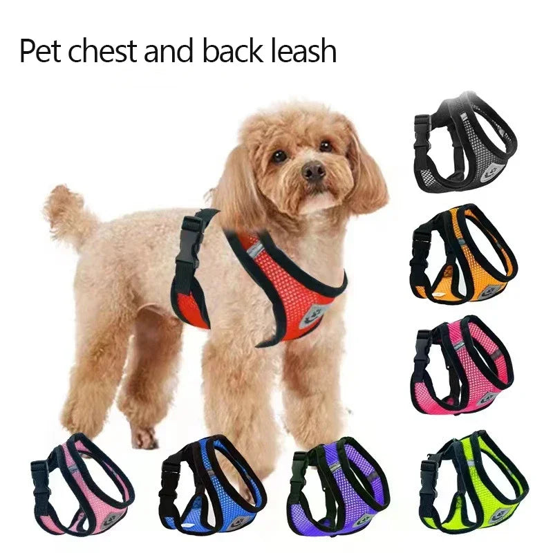 NONECN Cat Harness Vest Leash Set Adjustable Polyester Mesh