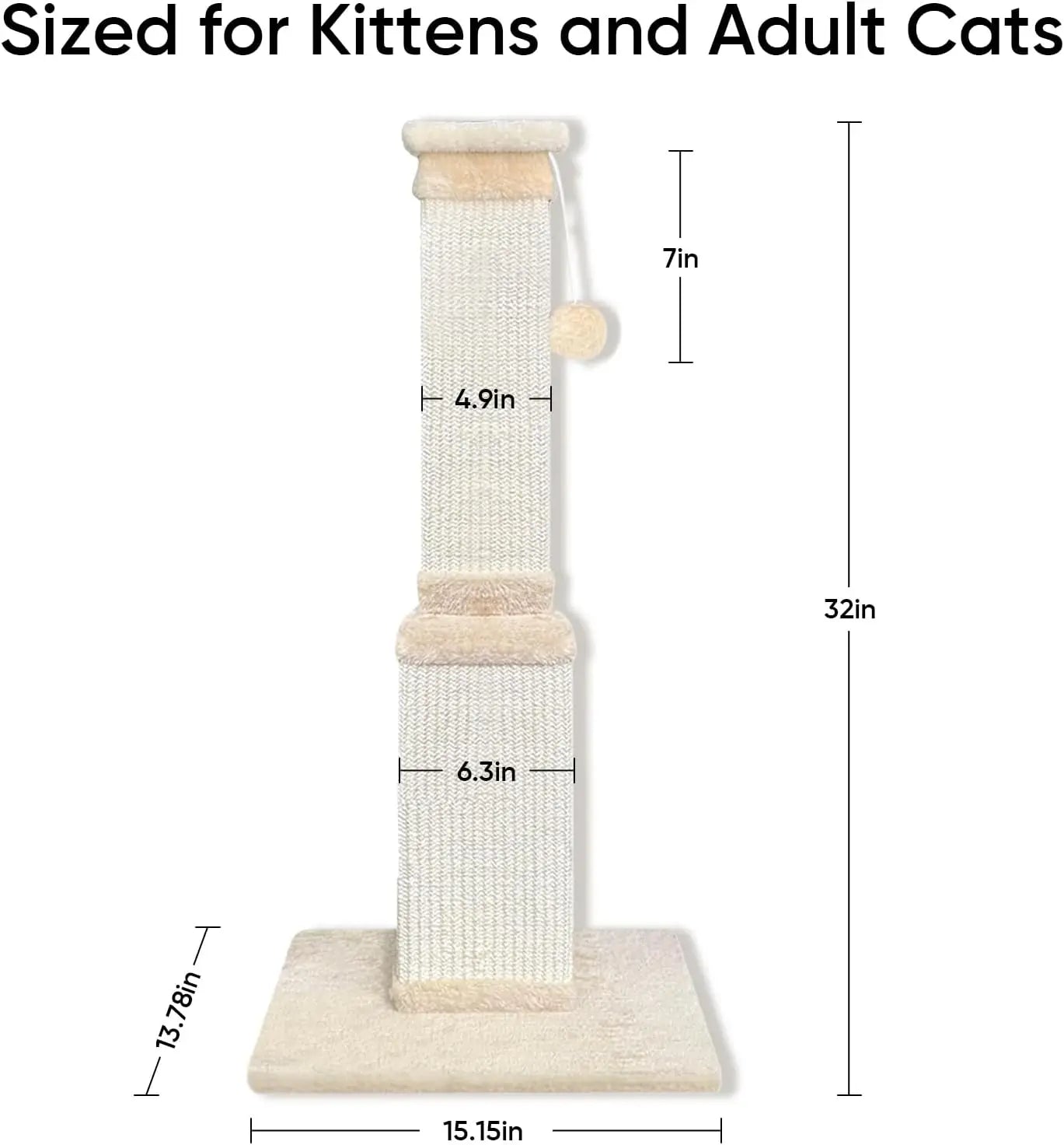 Cat Scratching Post for Large Cats Indoor Use Sturdy Sisal