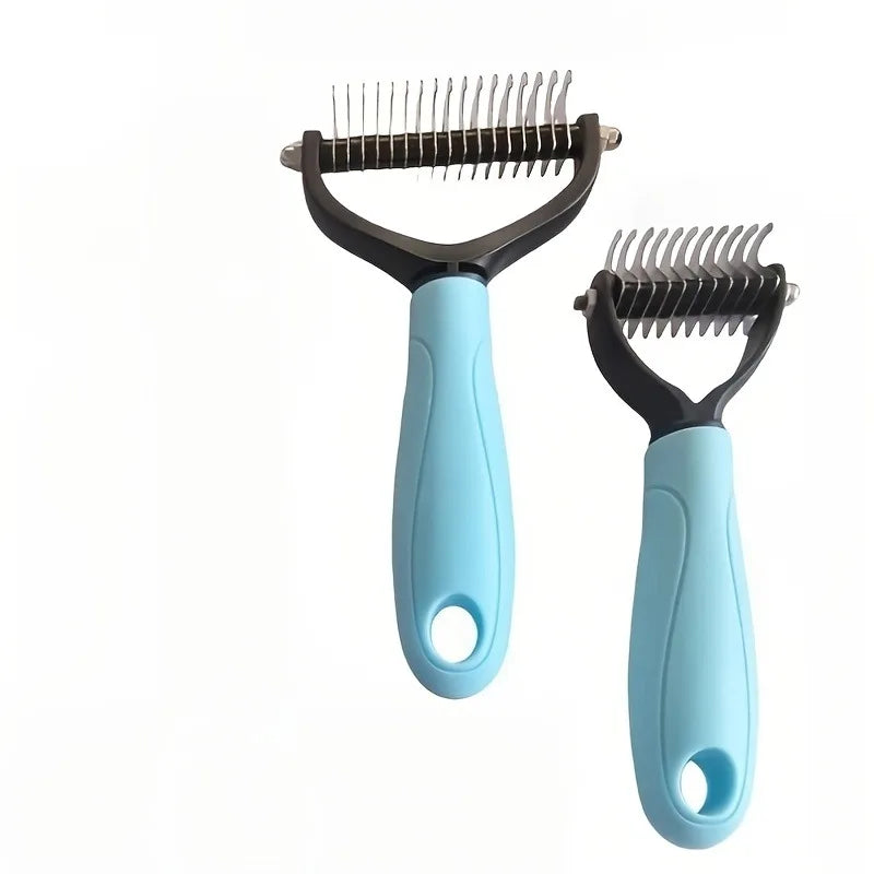 Stainless Steel Pet Grooming Comb Double Sided Deshedding Brush for Cats Dogs Long Hair Detangling Tool Random Color