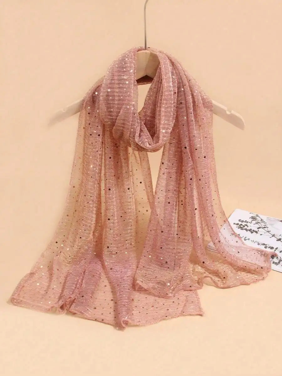 Womens Lightweight Sequin Scarf Shawl Wrap For Beach Party Daily Use