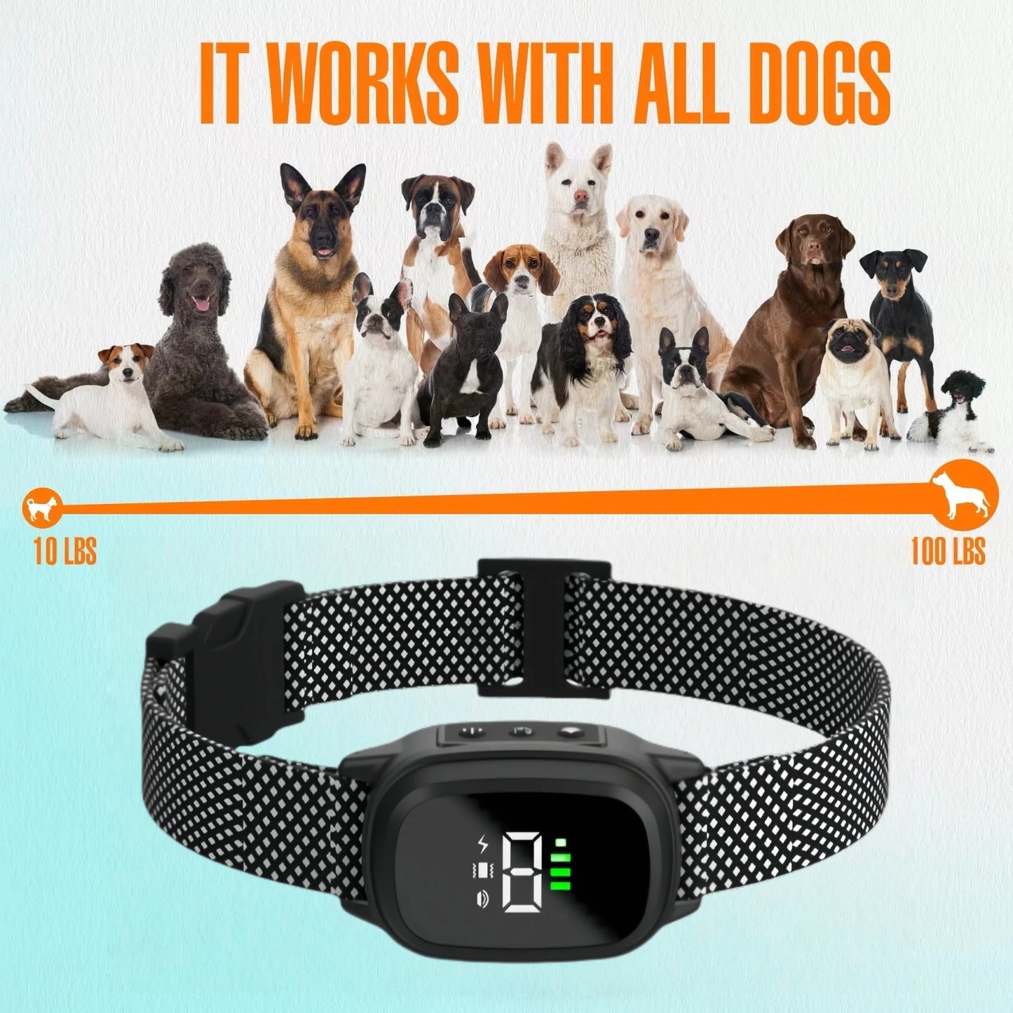 Waterproof Rechargeable Anti Bark Collar For Dogs Vibration Training