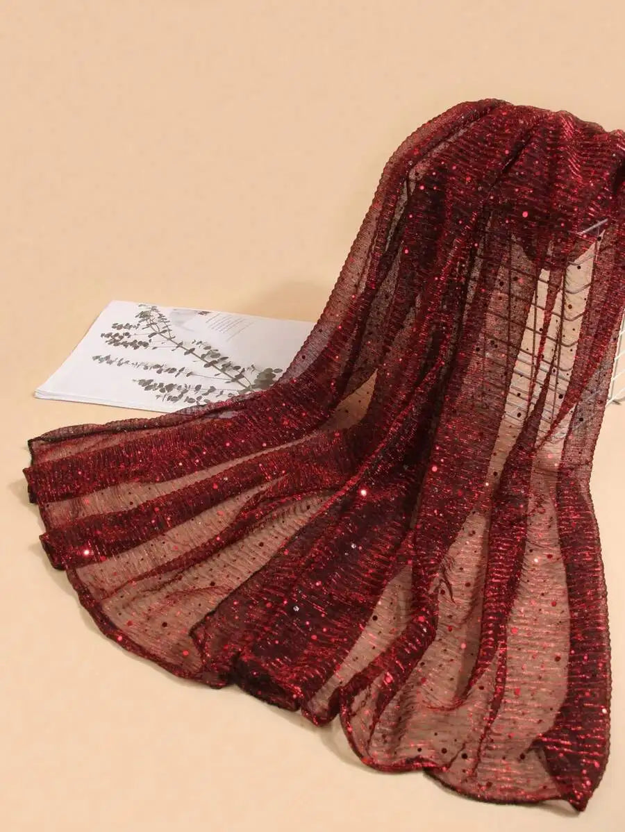 Womens Lightweight Sequin Scarf Shawl Wrap For Beach Party Daily Use