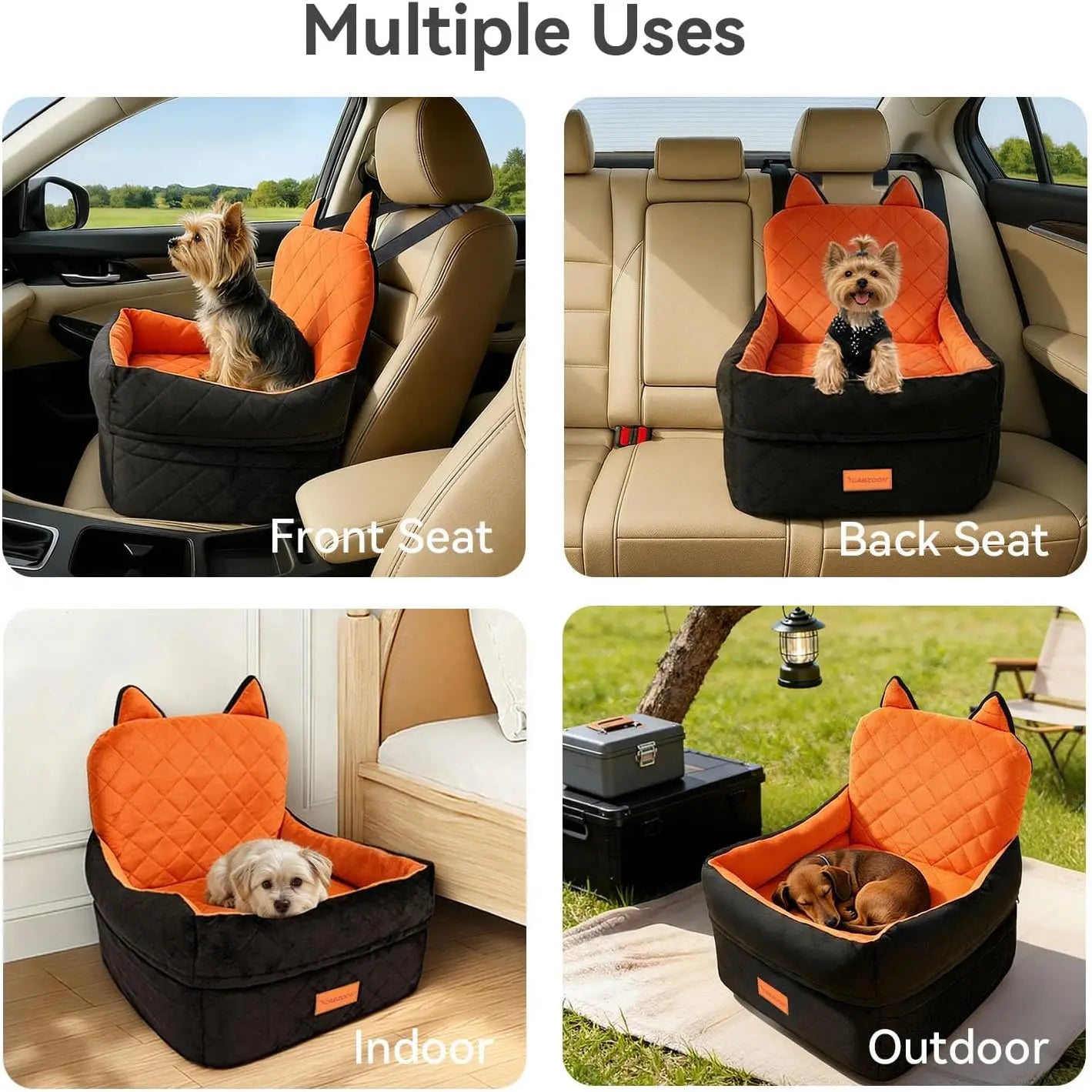 XMSJ Dog Car Seat With Elevated Cushion And Storage
