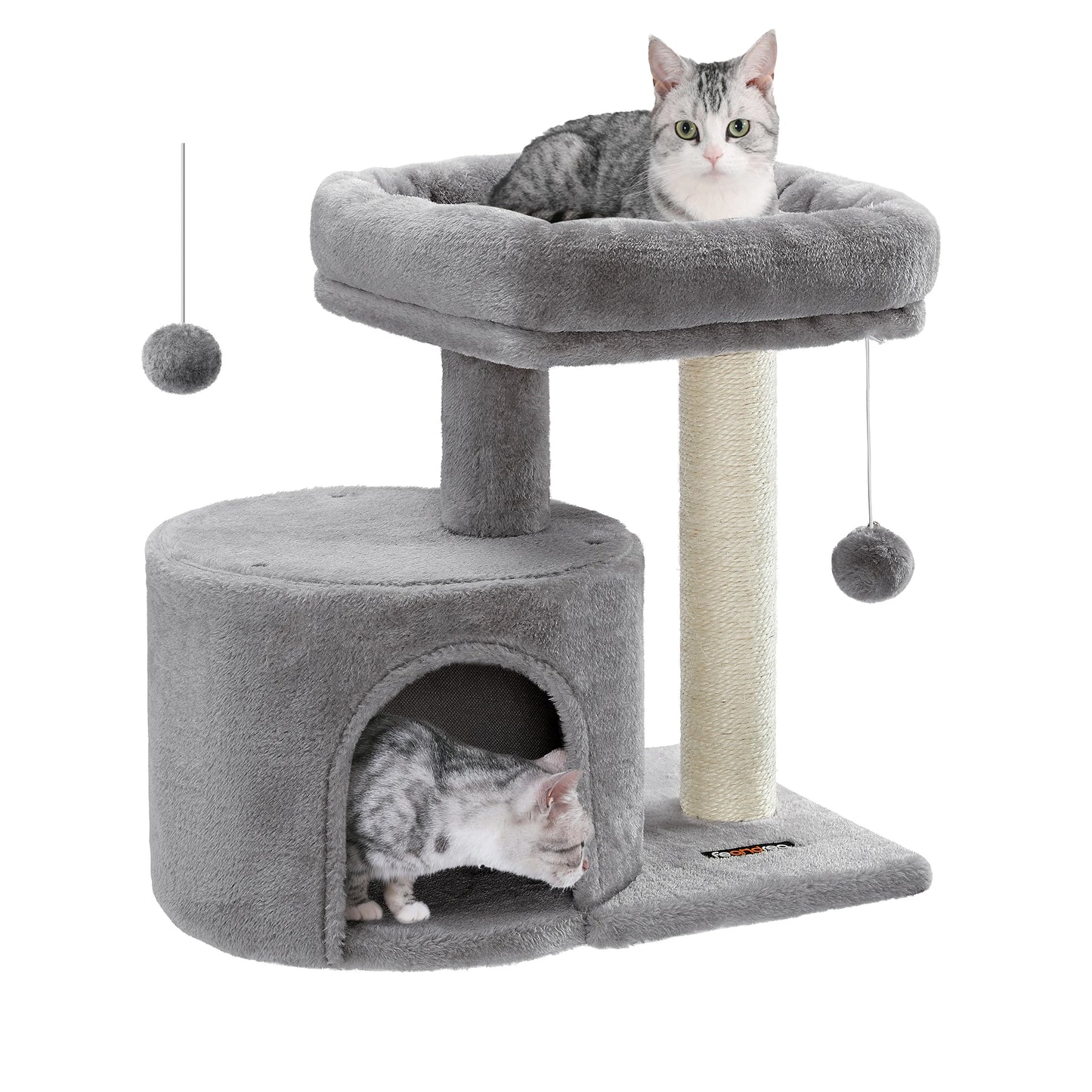 Feandrea Cat Tree, Small Cat Tower with Sisal Scratching Post, Plush Condo with Padded Perch, for Small Spaces, Kittens,