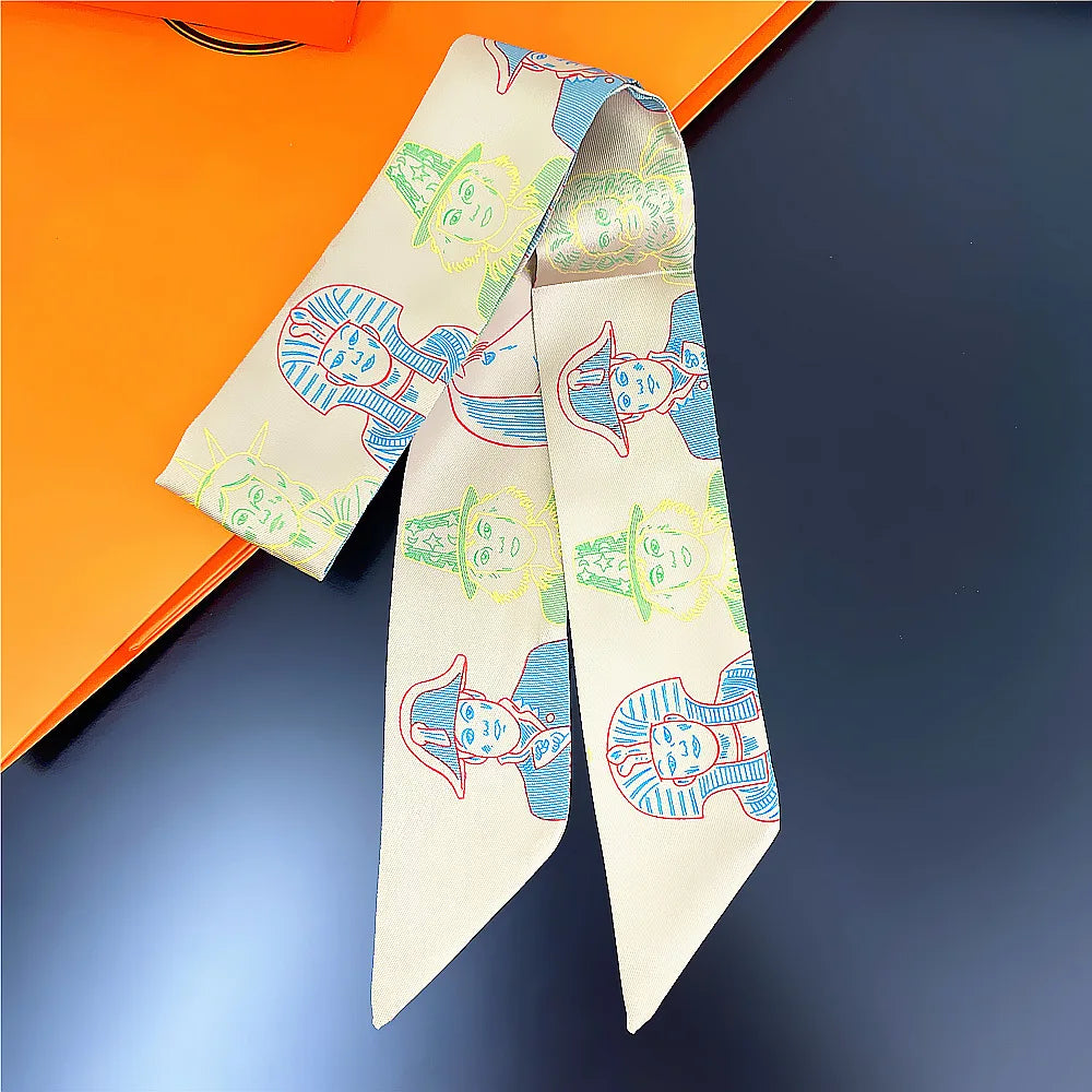 Gorgeous Saddle Print Summer Scarf 2023 Brand Design Women Skinny Bag Scarves Hair Band Neck Silk Scarf Ladies Foulard Headband