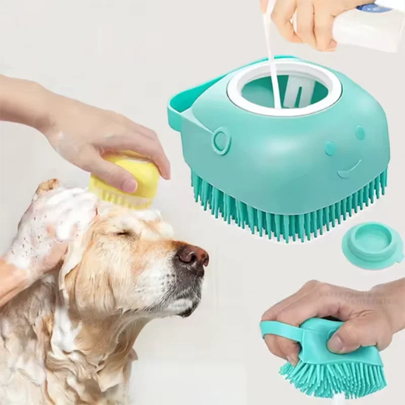 Pet Bath Massage Brush Silicone Grooming Tool For Dogs And Cats