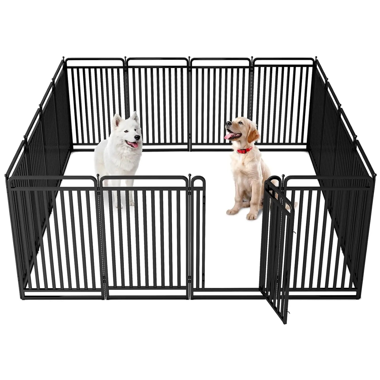 43in Foldable Metal Dog Playpen Fence with Door for Large Medium Small Dogs Outdoor Yard 16 Panels Custom