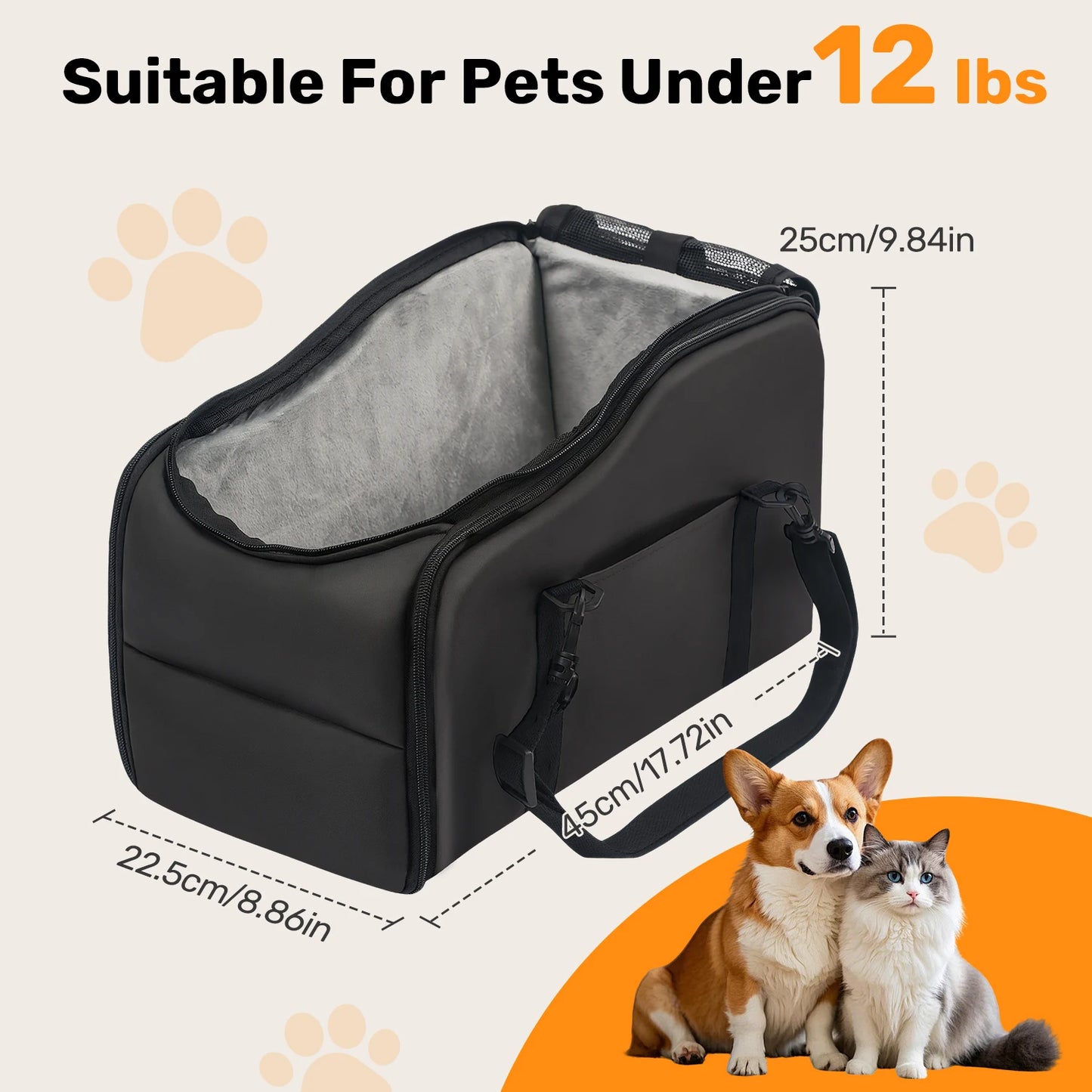 Removable Washable Car Pet Seat for Small Dogs and Cats