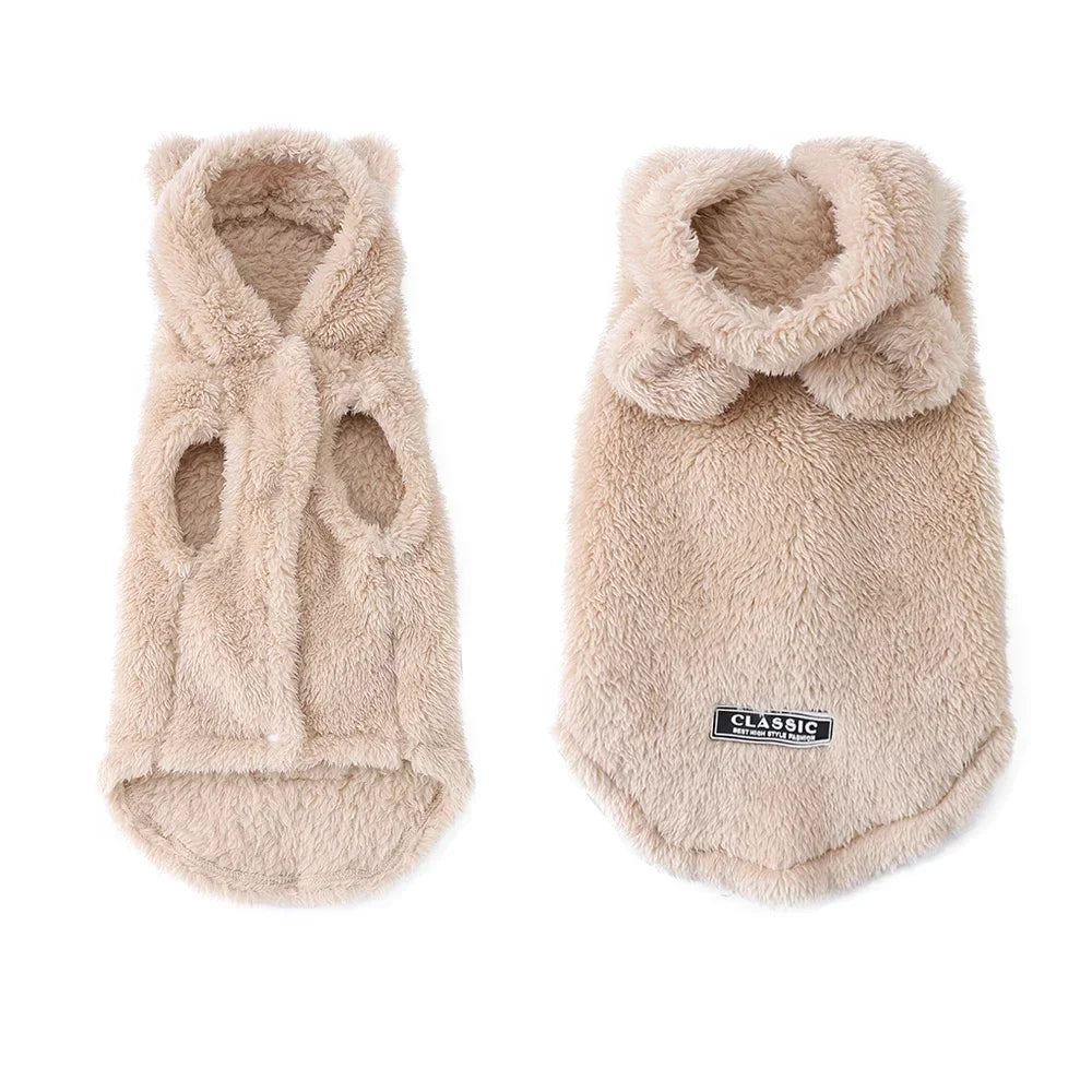 Winter Fleece Hooded Pet Sweater Coat For Small Dogs Cats