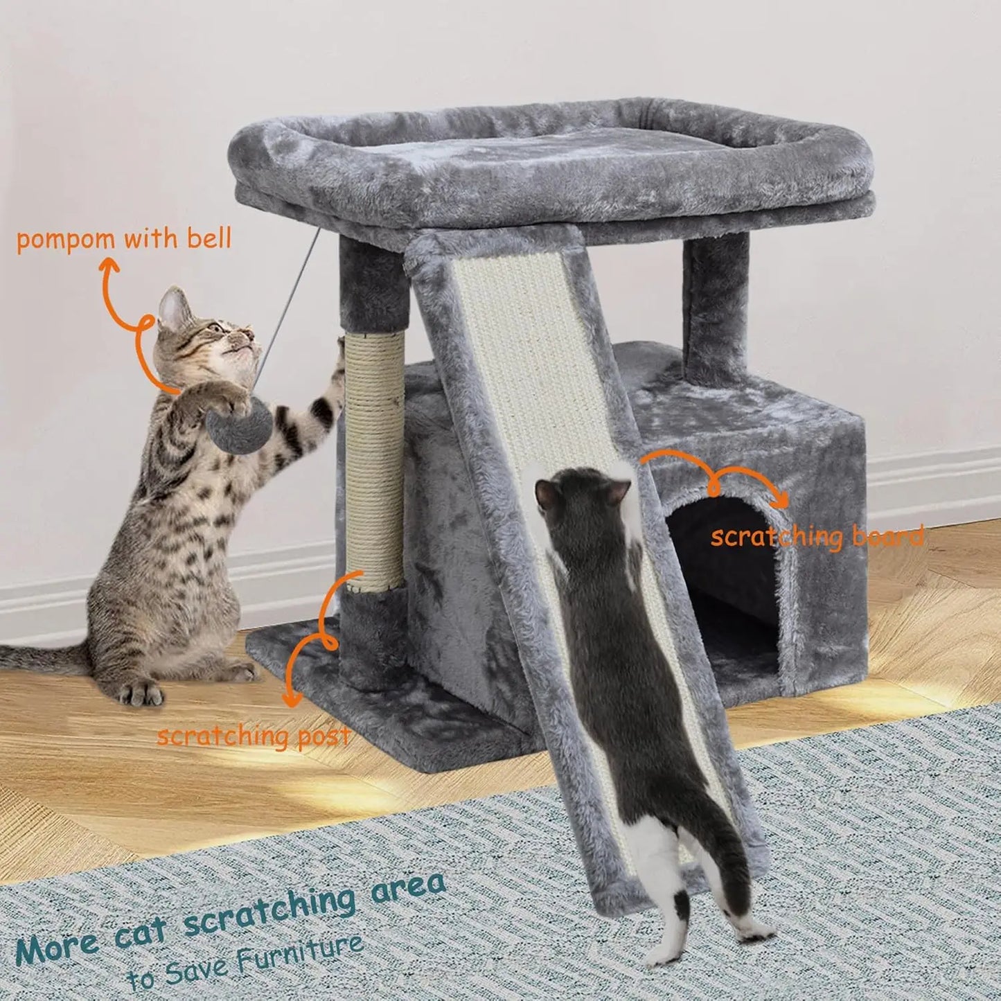 Cat Tree For Indoor Cats With Scratching Post And Perch