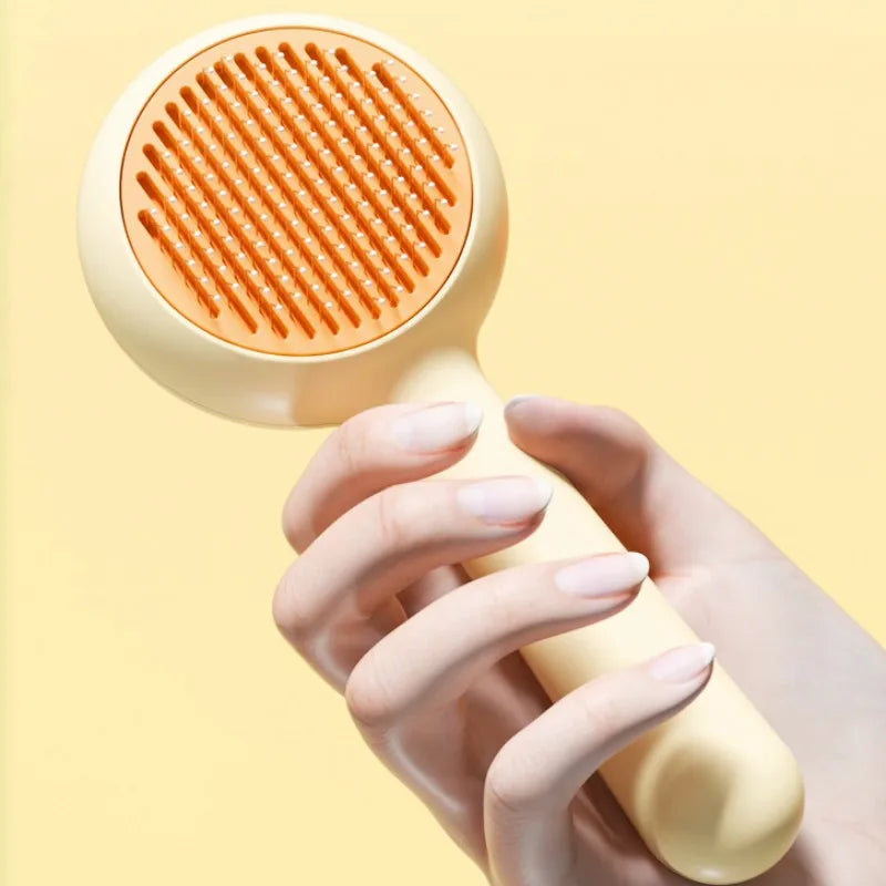 Self-Cleaning Cat Brush For Gentle Pet Hair Removal And Grooming