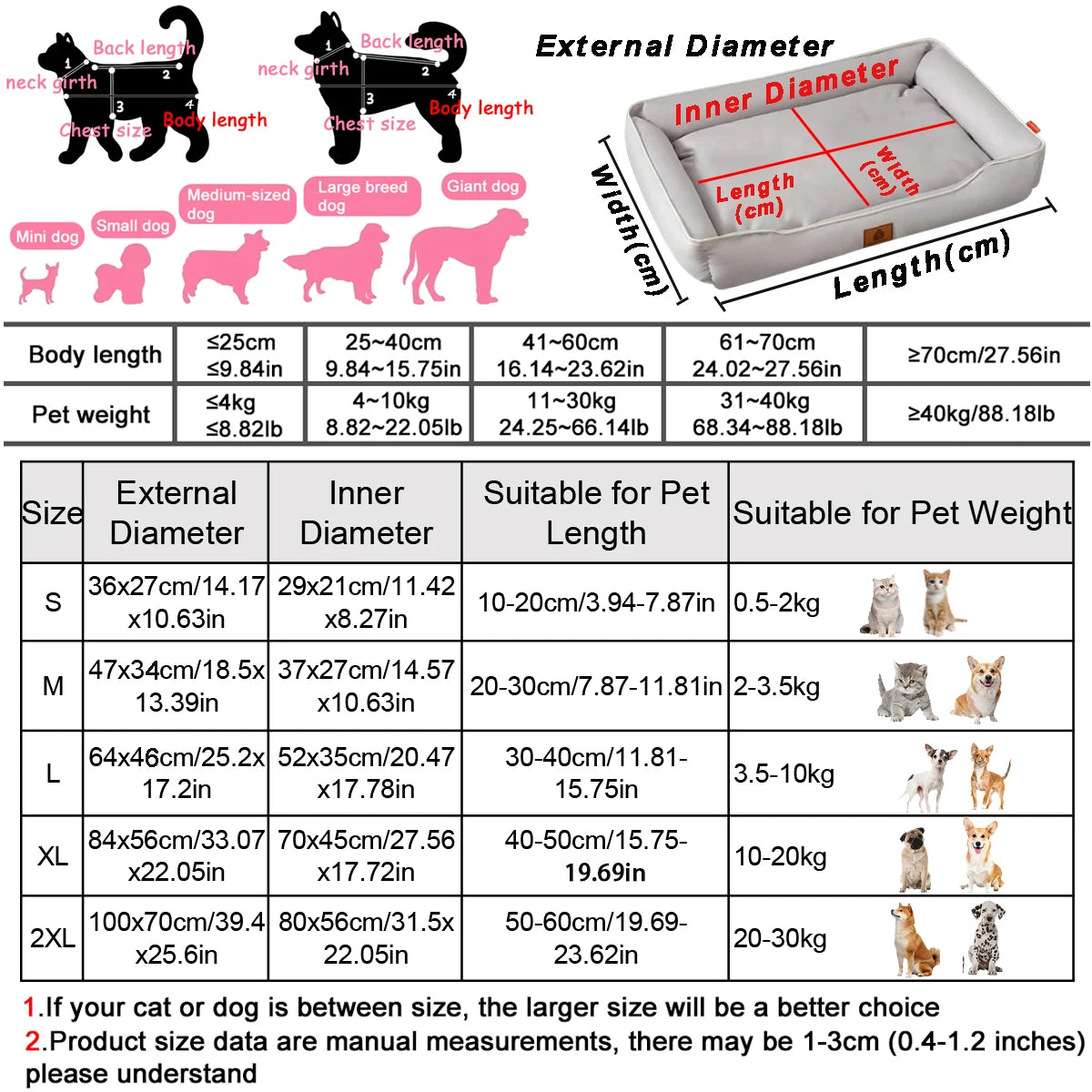 Four Season Square Dog Bed For Pets Waterproof Thickened Cushion