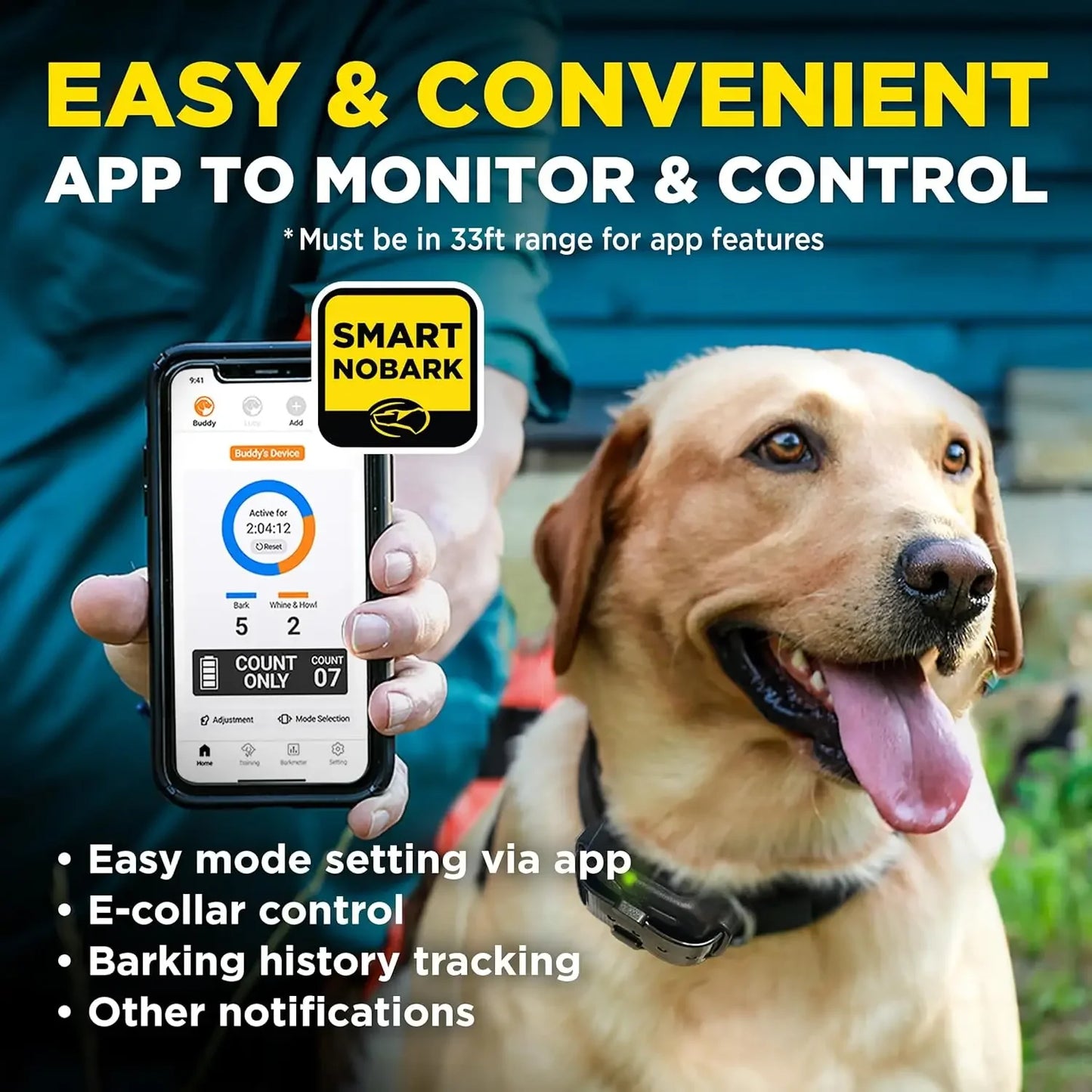 Smart NOBARK Bark Detection ECollar With App Alerts and Range